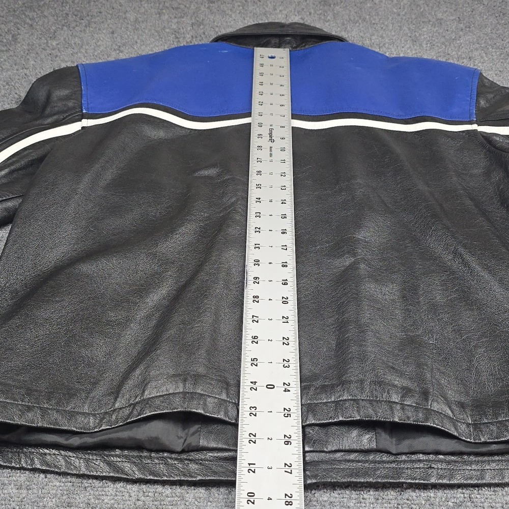 Vintage Buell American Motorcycles Leather Jacket Mens Large Black Blue Racing - Picture 13 of 14